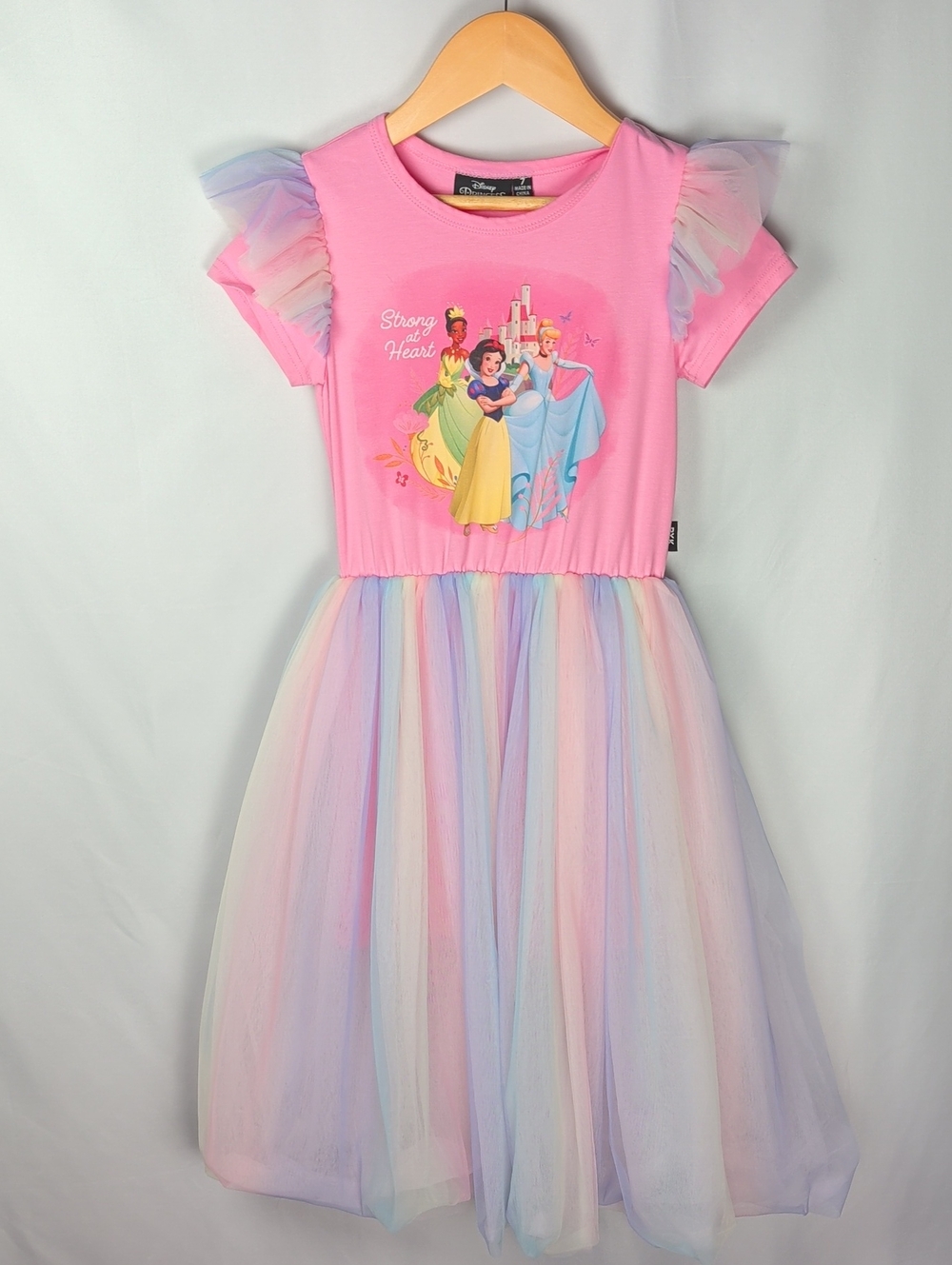 RYK Rock Your Kid Disney Princess Strong At Heart Flounce Dress Pink Tulle 7AU